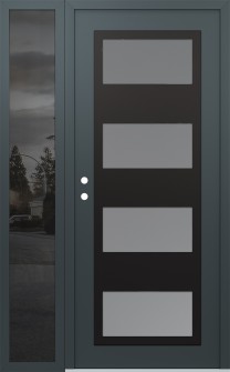 Diamond C2 52" x 80" anthracite/anthracite frosted Glass Panel black RHI with Sidelite mirrored Glass