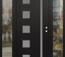 Modern Steel Front Door Diamond C3 68" x 80" black/white frosted Glass Panel black LHI with 2 Sidelites clear Glass