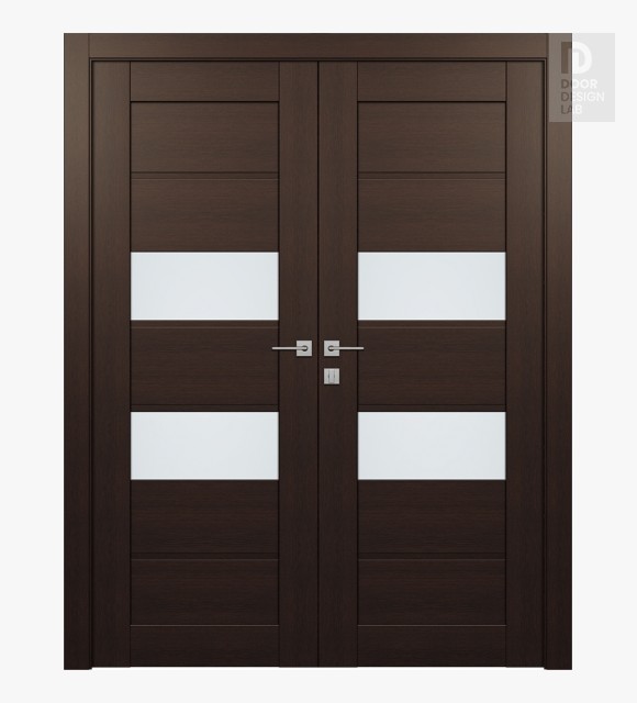 Dessa Vetro Veralinga Oak Modern Interior Double Swing Doors by Belldinni