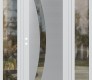Modern Steel Front Door Diamond C4 64" x 80" white/white clear Glass Panel stainless steel RHI with 2 Sidelites clear Glass