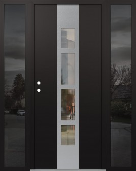 DIAMOND A10 64" X 80" BLACK/BLACK CLEAR GLASS PANEL STAINLESS STEEL RHI WITH 2 SIDELITES MIRRORED GLASS