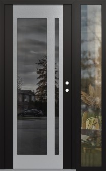 Diamond C15 50" x 80" black/black mirrored Glass Panel stainless steel LHI with Sidelite clear Glass