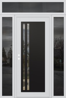 Diamond C6 68" x 96" white/white clear Glass Panel black RHI with 2 Sidelites and Transom mirrored Glass