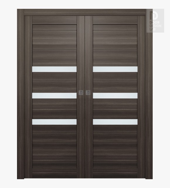 Dora Vetro Gray Oak Double pocket doors