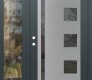 Modern Steel Front Door Diamond C3 50" x 80" anthracite/anthracite mirrored Glass Panel stainless steel RHI with Sidelite clear Glass