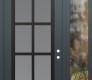 Modern Steel Front Door Diamond C16 48" x 96" anthracite/anthracite frosted Glass Panel black LHI with Sidelite and Transom clear Glass