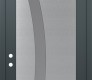 Modern Steel Front Door Diamond C4 36" x 96" anthracite/anthracite frosted Glass Panel stainless steel RHI with Transom frosted Glass
