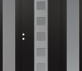 Modern Steel Front Door DIAMOND A13 60" X 80" BLACK/WHITE FROSTED GLASS PANEL STAINLESS STEEL RHI WITH 2 SIDELITES FROSTED GLASS