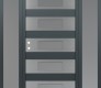 Modern Steel Front Door Diamond D5 68" x 80" anthracite/anthracite frosted Glass Panel stainless steel RHI with 2 Sidelites frosted Glass