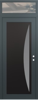 Diamond C13 36" x 96" anthracite/anthracite frosted Glass Panel black LHI with Transom clear Glass