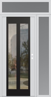 Diamond C14 48" x 96" white/white clear Glass Panel black LHI with Sidelite and Transom frosted Glass