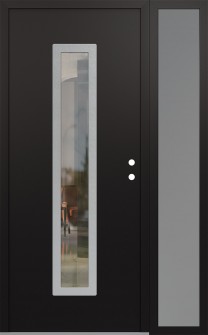 DIAMOND A11 50" X 80" BLACK/BLACK CLEAR GLASS PANEL STAINLESS STEEL LHI WITH SIDELITE FROSTED GLASS