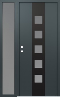 DIAMOND A13 50" X 80" ANTHRACITE/ANTHRACITE FROSTED GLASS PANEL BLACK RHI WITH SIDELITE FROSTED GLASS