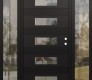 Modern Steel Front Door Diamond D5 64" x 80" black/black clear Glass Panel black LHI with 2 Sidelites clear Glass
