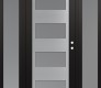 Modern Steel Front Door Diamond C2 64" x 80" black/white frosted Glass Panel stainless steel LHI with 2 Sidelites frosted Glass