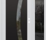 Modern Steel Front Door Diamond C4 50" x 80" white/white clear Glass Panel black LHI with Sidelite mirrored Glass