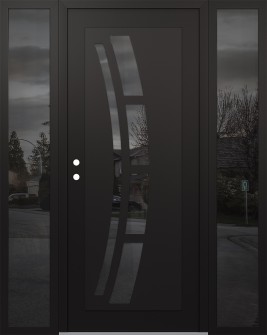 Diamond C12 64" x 80" black/black mirrored Glass Panel black RHI with 2 Sidelites mirrored Glass