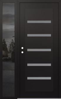 Diamond C7 52" x 80" black/white frosted Glass Panel black RHI with Sidelite mirrored Glass