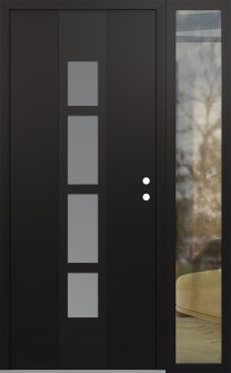 DIAMOND A10 52" X 80" BLACK/WHITE FROSTED GLASS PANEL BLACK LHI WITH SIDELITE CLEAR GLASS