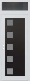 Diamond C5 36" x 96" white/white frosted Glass Panel black RHI with Transom mirrored Glass