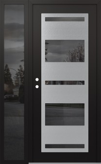 Diamond C10 52" x 80" black/black mirrored Glass Panel stainless steel RHI with Sidelite mirrored Glass