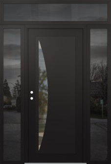 Diamond C13 68" x 96" black/black clear Glass Panel black RHI with 2 Sidelites and Transom mirrored Glass