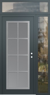 Diamond C16 52" x 96" anthracite/anthracite frosted Glass Panel stainless steel LHI with Sidelite and Transom clear Glass