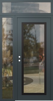 Diamond C1 52" x 96" anthracite/anthracite clear Glass Panel black RHI with Sidelite and Transom clear Glass