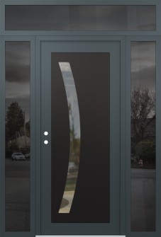 Diamond C4 68" x 96" anthracite/anthracite clear Glass Panel black RHI with 2 Sidelites and Transom mirrored Glass