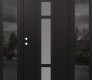 Modern Steel Front Door DIAMOND A9 64" X 80" BLACK/WHITE FROSTED GLASS PANEL BLACK RHI WITH 2 SIDELITES MIRRORED GLASS