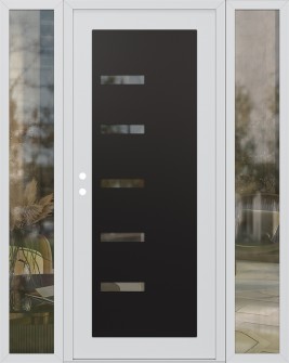 Diamond C8 68" x 80" white/white clear Glass Panel black RHI with 2 Sidelites clear Glass