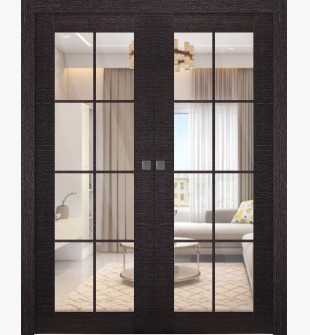 Avanti 8 Lite Clear Vetro Black Apricot Double pocket doors