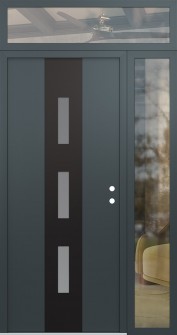 DIAMOND A7 52" X 96" ANTHRACITE/ANTHRACITE FROSTED GLASS PANEL BLACK LHI WITH SIDELITE AND TRANSOM CLEAR GLASS