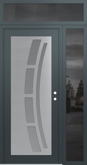 Diamond C12 50" x 96" anthracite/anthracite frosted Glass Panel stainless steel LHI with Sidelite and Transom mirrored Glass