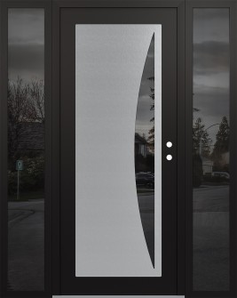 Diamond C13 68" x 80" black/black mirrored Glass Panel stainless steel LHI with 2 Sidelites mirrored Glass