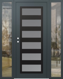 Diamond C9 60" x 80" anthracite/anthracite frosted Glass Panel black RHI with 2 Sidelites clear Glass