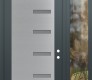 Modern Steel Front Door Diamond C8 52" x 96" anthracite/anthracite frosted Glass Panel stainless steel LHI with Sidelite and Transom clear Glass