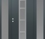 Modern Steel Front Door DIAMOND A10 64" X 80" ANTHRACITE/ANTHRACITE FROSTED GLASS PANEL STAINLESS STEEL RHI WITH 2 SIDELITES FROSTED GLASS