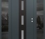 Modern Steel Front Door DIAMOND A7 64" X 80" ANTHRACITE/ANTHRACITE FROSTED GLASS PANEL BLACK LHI WITH 2 SIDELITES MIRRORED GLASS