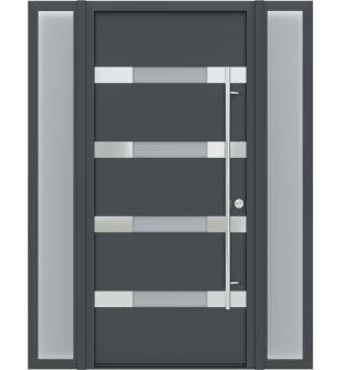 MODERN FRONT STEEL DOOR WITH SIDELITES AURA ANTRACIT/WHITE 61 1/16" X 81 11/16" LHI