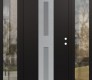 Modern Steel Front Door DIAMOND A6 64" X 80" BLACK/WHITE FROSTED GLASS PANEL STAINLESS STEEL LHI WITH 2 SIDELITES CLEAR GLASS