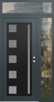 Diamond C3 52" x 96" anthracite/anthracite frosted Glass Panel black LHI with Sidelite and Transom clear Glass