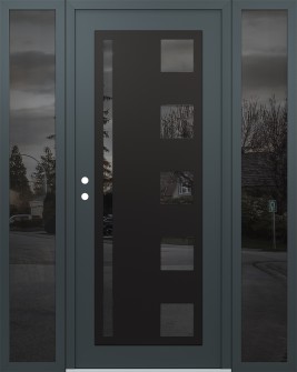 Diamond C3 60" x 80" anthracite/anthracite mirrored Glass Panel black RHI with 2 Sidelites mirrored Glass