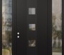Modern Steel Front Door DIAMOND A12 64" X 96" BLACK/BLACK CLEAR GLASS PANEL BLACK RHI WITH 2 SIDELITES AND TRANSOM CLEAR GLASS