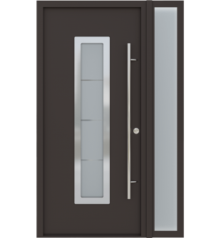 MODERN FRONT STEEL DOOR ARGOS BROWN/WHITE 49 1/4" X 81 11/16" LHI + SIDELITE RIGHT