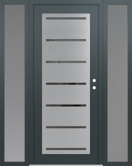 Diamond C11 64" x 80" anthracite/anthracite mirrored Glass Panel stainless steel LHI with 2 Sidelites frosted Glass