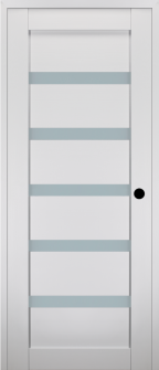 RTA LEFT HAND PREHUNG CONCEALED DOOR SLAB LEORA VETRO BIANCO NOBLE 24" X 80" X 1 9/16" FROSTED GLASS