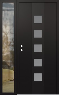 DIAMOND A13 50" X 80" BLACK/WHITE FROSTED GLASS PANEL BLACK RHI WITH SIDELITE CLEAR GLASS