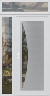 Diamond C13 50" x 96" white/white clear Glass Panel stainless steel RHI with Sidelite and Transom clear Glass