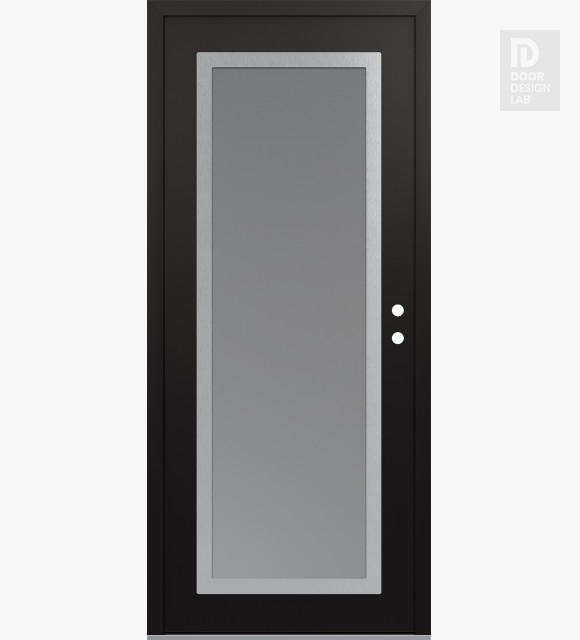 Modern Steel Front Door Diamond C1 36" x 80" black/white frosted Glass Panel stainless steel LHI